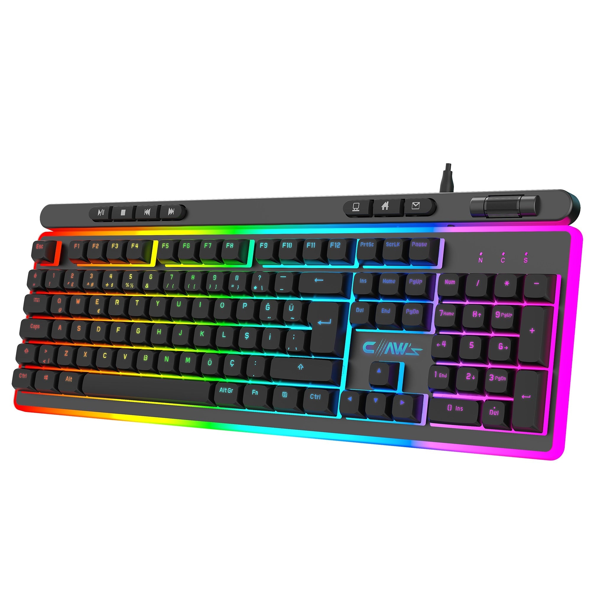 Claw's Nova K1 Membran Makrolu RGB Gaming Kablolu Klavye