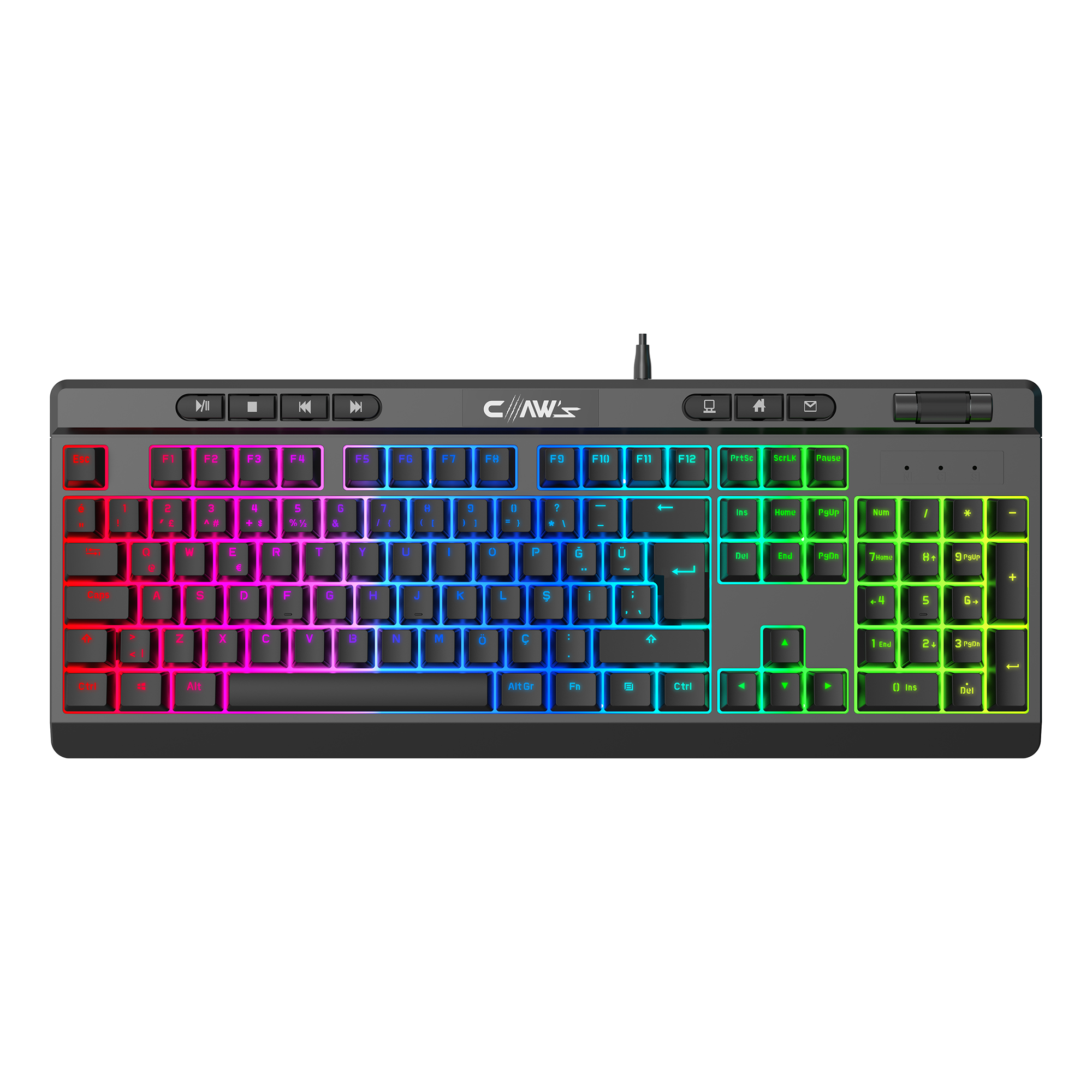 Claw's Crossfire K1 Membran Makrolu RGB Gaming Kablolu Klavye