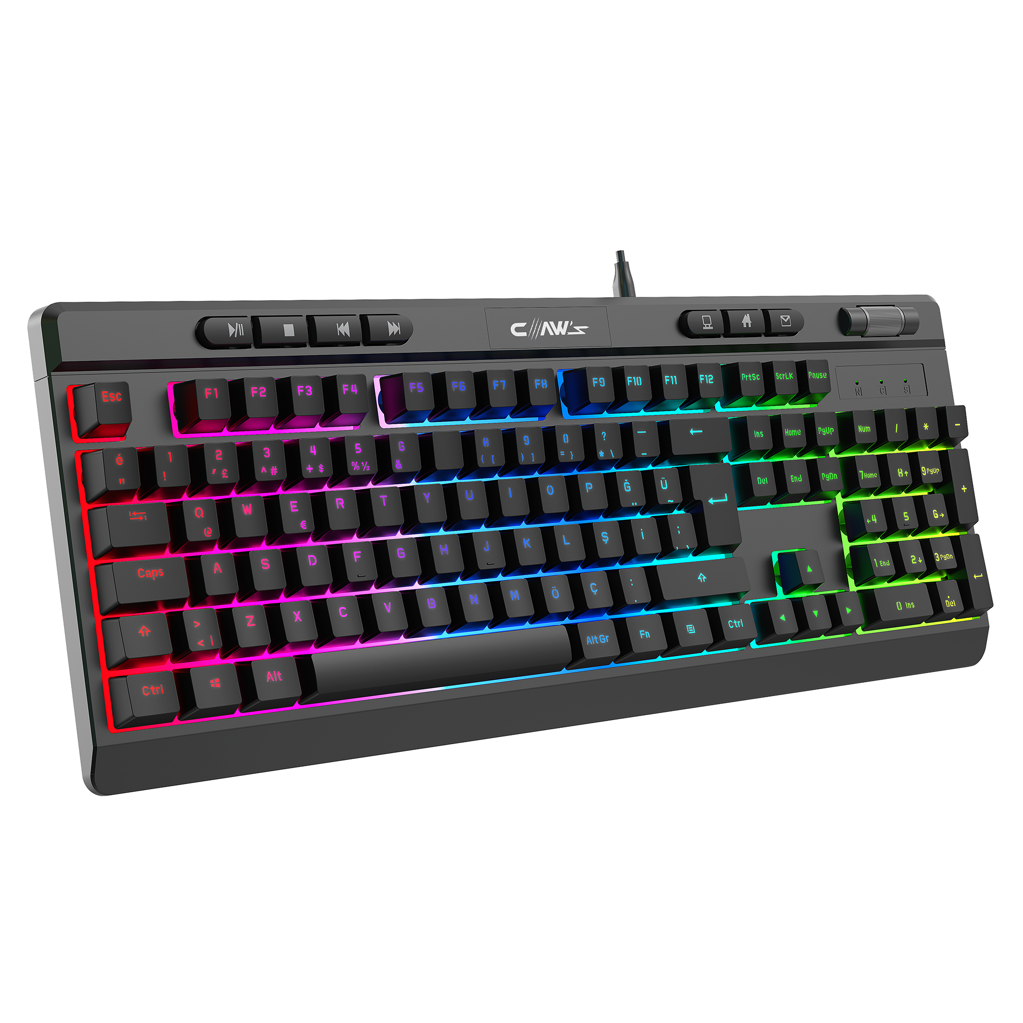 Claw's Crossfire K1 Membran Makrolu RGB Gaming Kablolu Klavye