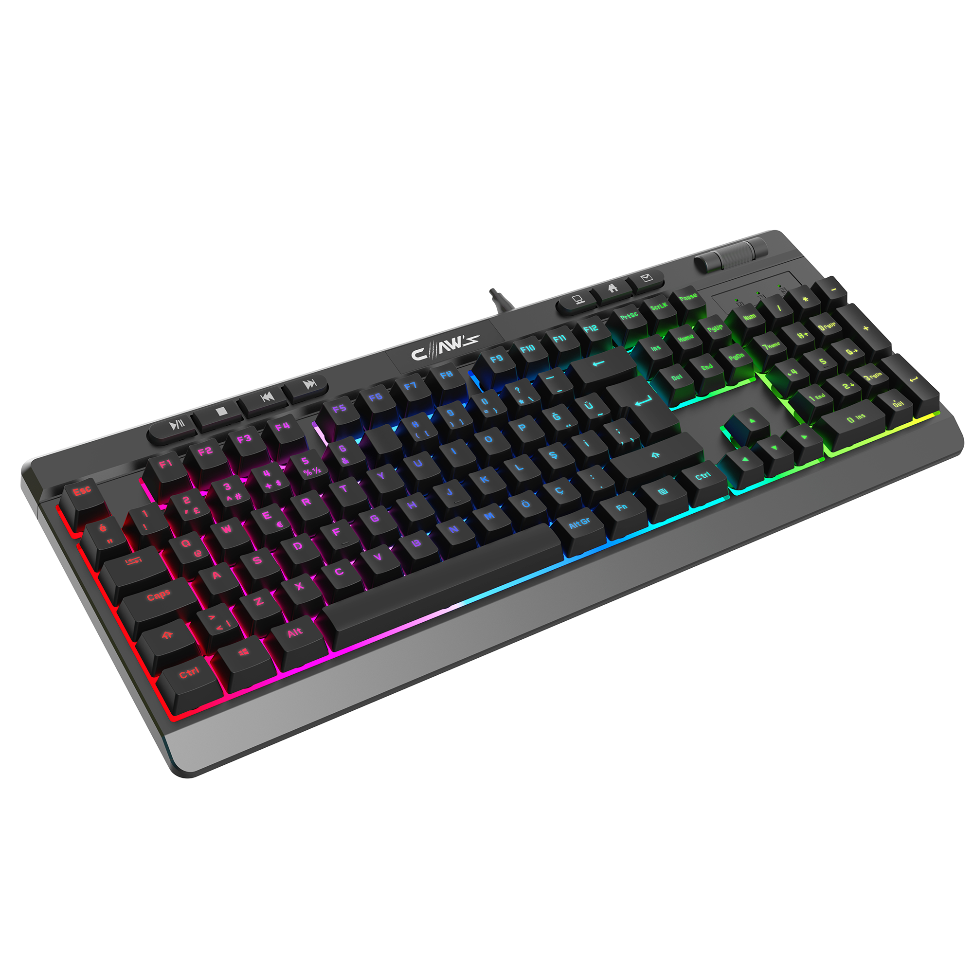 Claw's Crossfire K1 Membran Makrolu RGB Gaming Kablolu Klavye